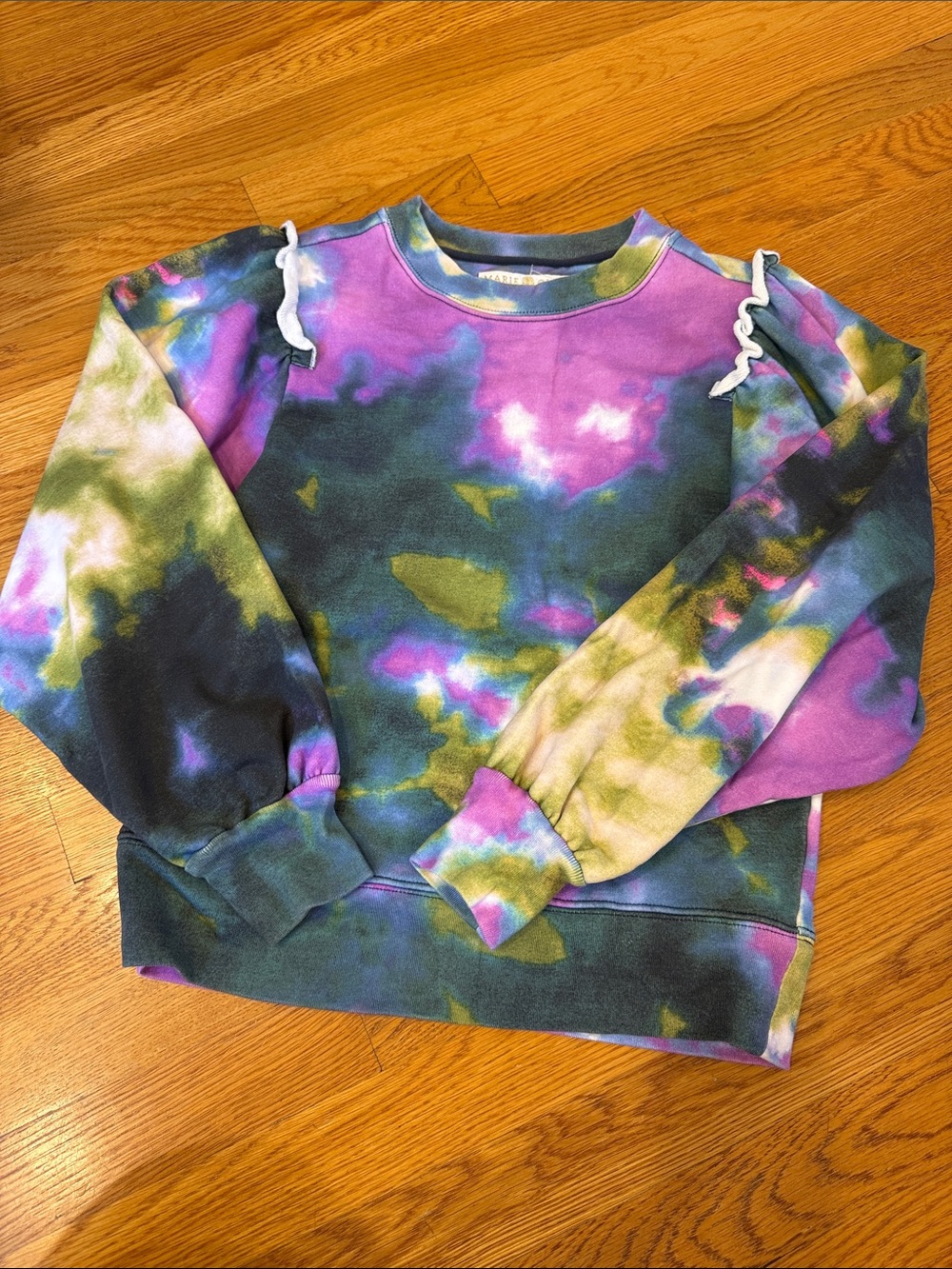Marie Oliver Tie-Dye Crewneck Sweatshirt in Purple, Green & Black